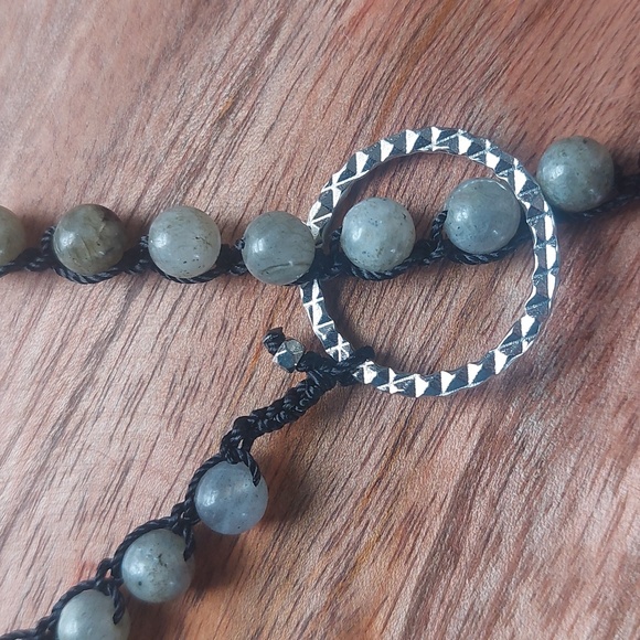 Labradorite and Quartz Crystal Lariat Necklace - Picture 10 of 14